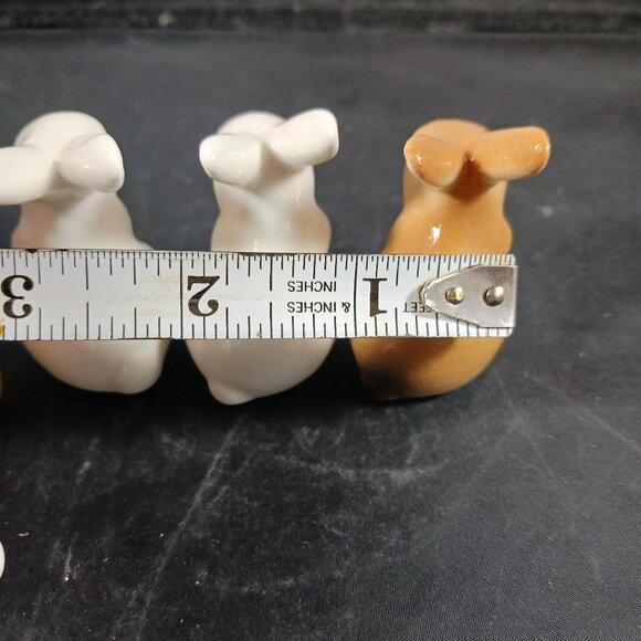 Mini Ceramic 2in Brown/White Bunny Rabbits Easter Decor Dollhouse Village - Picture 5 of 7